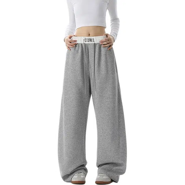 佐菲利 美式潮牌设计感撞色弯刀裤宽松阔腿裤子高街百搭直筒长裤休闲裤 男女同款