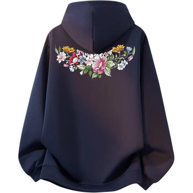 图兰朵 美式复古简约高街百搭花卉宽松休闲舒适连帽运动风时尚重磅潮流卫衣 男女同款