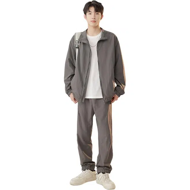 海尔斯 潮流青春流行时尚都市夹克束脚休闲运动套装 男款