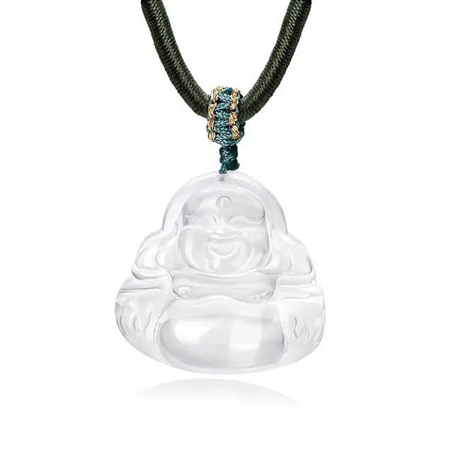 周大生 冰透感 弥勒笑佛 长乐未央笑口常开 中式国风锁骨链顺风顺水转运上岸 本命佛百搭精致高级#好运天然 白水晶 项链 男女同款情侣款
