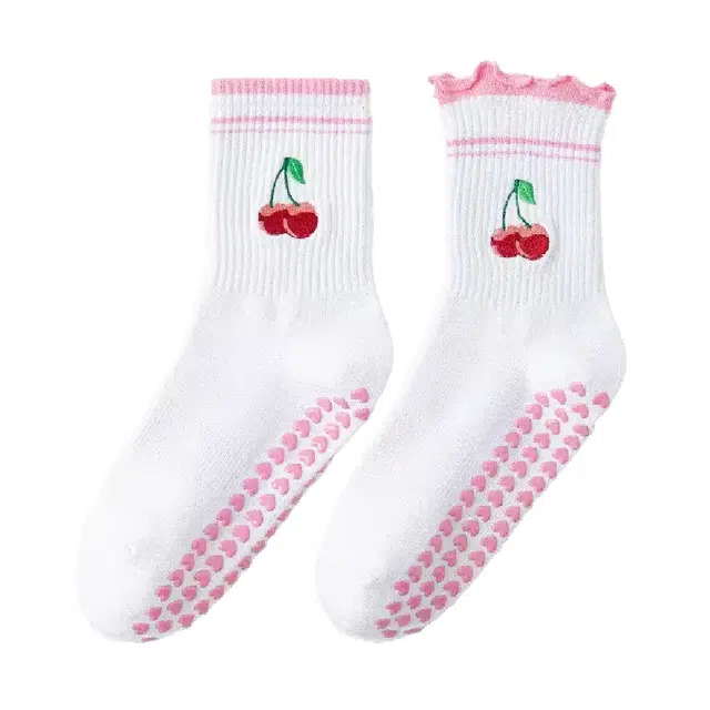 普鲁士多特蒙德 舒适樱桃可爱时尚防滑保暖吸汗耐磨中筒袜 女款 组合装