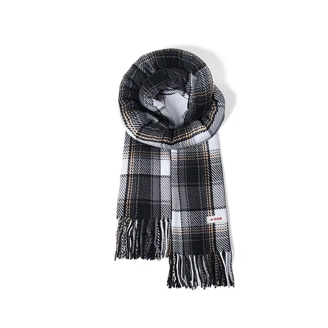 俞兆林 小清新氛围感粉色虚线格子围脖百搭奶呼呼流苏保暖披肩 心动礼盒装 聚酯纤维 绒线围巾 男女同款情侣款