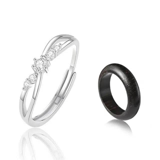 【闪钻】 静范 莫比乌斯对戒 简约时尚气质设计感轻奢甜蜜闪耀星河优雅浪漫饰爱一生开口可调节告白#好运 檀木 戒指 男女同款情侣款