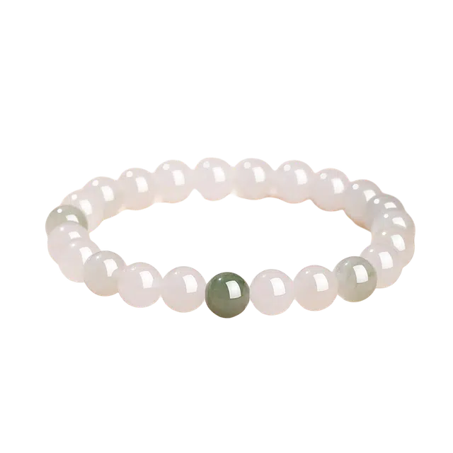 色菲尔 新中式珠来运转 复古国风优雅清醒高级感贵气质简约温柔时尚通勤日常百搭旗袍汉服 天山翠 石英岩玉手串 女款