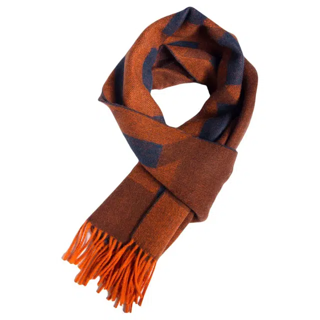 红豆 舒适柔软拼色时尚百搭保暖 羊绒 绒线围巾 男女同款情侣款