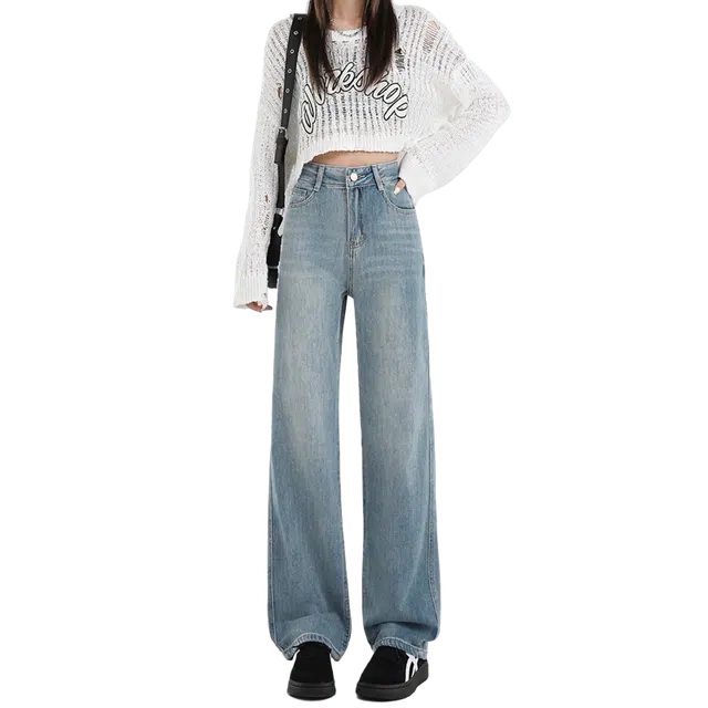 宝米卡 高街简约加绒裤子小个子高腰显瘦窄版百搭通勤休闲长裤直筒牛仔裤 男女同款