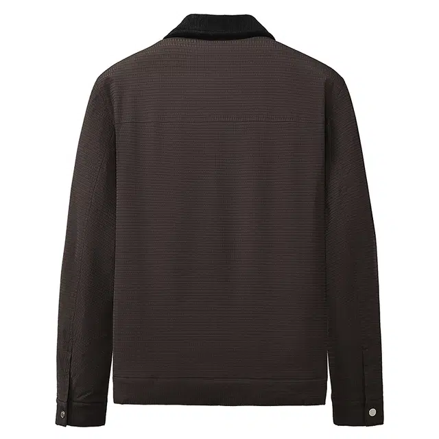 与狼共舞 拼接翻领绗缝夹棉防风保暖时尚复古格纹肌理夹克外套 男款