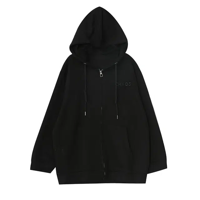惟友 大码胖妹妹秋装纯色落肩袖长袖连帽宽松型百搭风卫衣 女款
