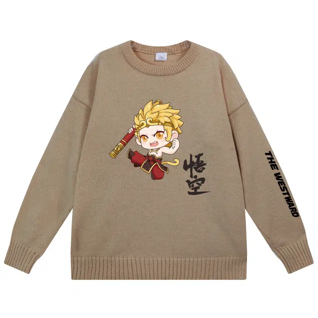 西行纪 美式高街设计感基础款简约毛线衣休闲慵懒风宽松外穿落肩学生打底圆领长袖针织衫 男女同款