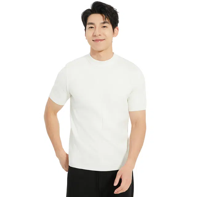 利郎 都市休闲纯色短袖打底衫质感毛衣 男款