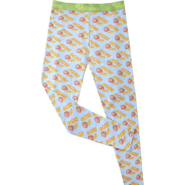 花佃品色 纯棉紧身大码植物花卉修身甜美高腰长裤保暖裤 女款