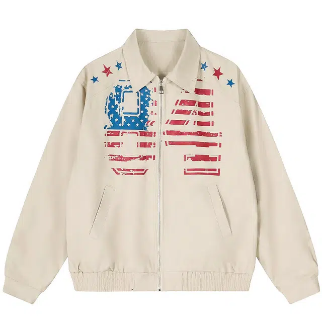 极限涡轮 美式复古高街小众痞帅潮流休闲工装外套无性别主义穿搭亲肤柔软舒适时尚个性宽松百搭设计感独特印花高级感街头上衣夹克 男女同款