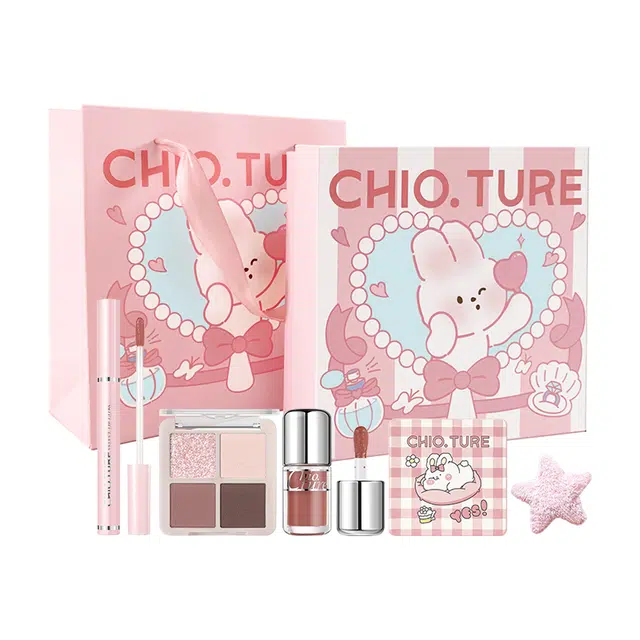 稚优泉 甜心萌兔礼盒口红唇釉唇冻腮红眼影 不卡粉保湿易上色柔雾水光滋润自然