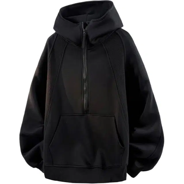 佐菲利 美式半拉链连帽重磅情侣外套复古宽松百搭上衣卫衣 男女同款