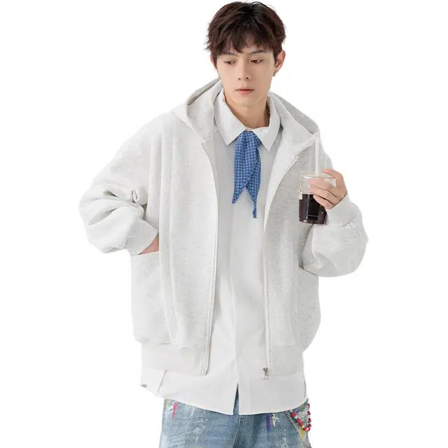 太子龍 连帽运动衫秋季纯色常规长袖宽松型?衫卫衣 男女同款