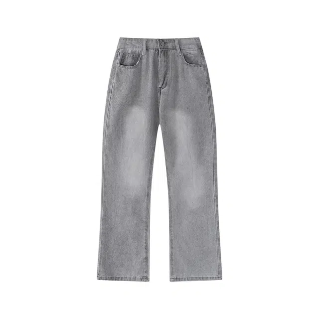 海尔斯 百搭美式高街做旧水洗中腰直筒宽松简约牛仔裤 男款