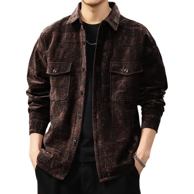 贵色 港风时尚潮牌百搭工装长袖潮流复古巴恩风户外出行穿搭休闲翻领衬衣外套衬衫 男女同款