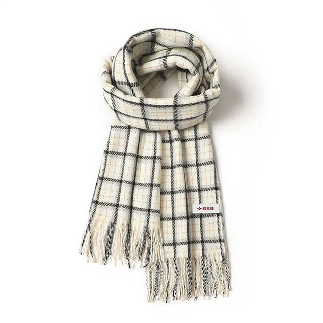 俞兆林 校园文艺风格纹保暖加厚 聚酯纤维 绒线围巾 男女同款情侣款