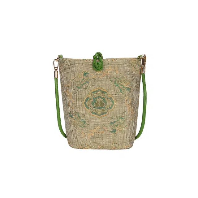 大英博物馆 东方梦境系列 一骑芳华提花手机包 国风 新中式 古典雅致 织物 斜挎包 常规 女款 绿色