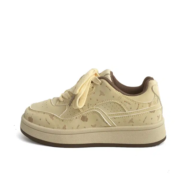 拾伍象 合成革 韩系厚底小众配裙子面包鞋 包裹性 低帮 板鞋 女