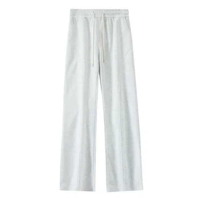 佐菲利 美式复古休闲斜切直筒卫裤男宽松舒适纯色抽绳针织运动裤 男女同款