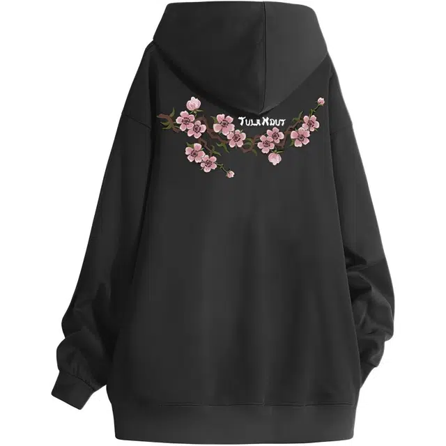 图兰朵 美式复古简约高街百搭鲜花卉宽松休闲舒适连帽衫学院运动风时尚重磅潮流卫衣 男女同款