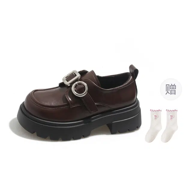 乐乐鱼 厚底配裙子通勤百搭简约 乐福鞋 女