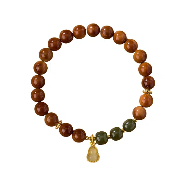 子婳 福气满满时来运转和谐平衡古典韵味自然材质精品高抛小熊双圈文玩佛珠简约设计气质优雅舒适佩戴#好运 库克 手串 女款