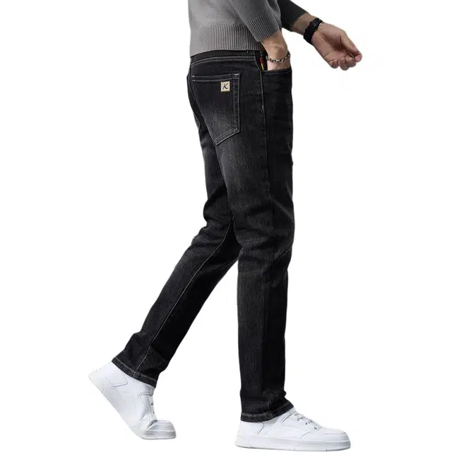 潮人榜 秋冬季美式潮牌复古修身小直筒高级感男士裤子潮流百搭休闲弹力显高显瘦轻商务通勤高端牛仔裤 男款