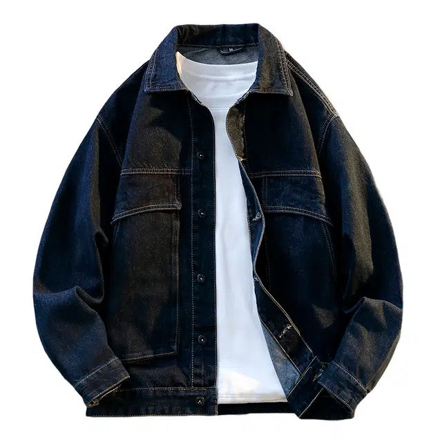 赛瀚 加绒加厚秋冬季翻领大口袋纽扣设计防寒保暖休闲潮牌高街时尚亲肤宽松百搭青少年日常外穿复古男款上衣牛仔外套 男女同款