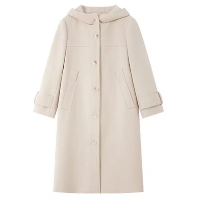 潞优野 轻奢高端品质高级感设计感连帽呢子衣女夹棉加厚长款毛呢外套大衣 女款