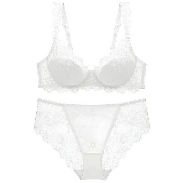 皇室品轩 法式性感女士薄棉透气聚拢蕾丝文胸大码女内衣裤套装 女款
