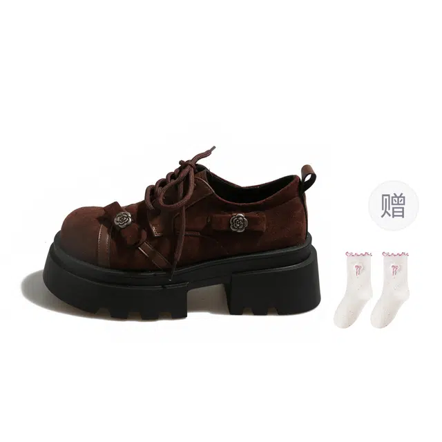 乐乐鱼 厚底复古风小个子小皮鞋 休闲单鞋 女