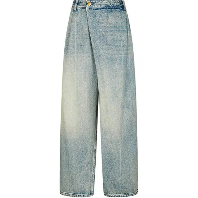 速写 秋宽松长裤直筒裤舒适休闲牛仔裤 男款