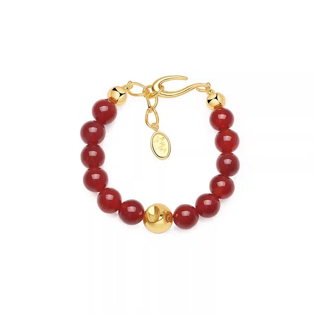 龙弗 【福气多多】本命年转运珠诸事顺遂百搭新中式复古气质国潮风典雅轻奢简约小众高级感串珠链 玛瑙 手串 女款