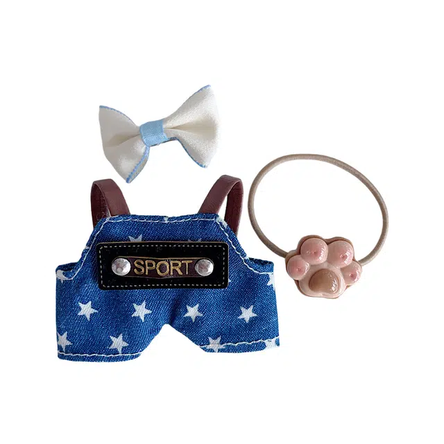 图米鱼 星星背带裤套装 仅衣服 可替换 娃衣着替