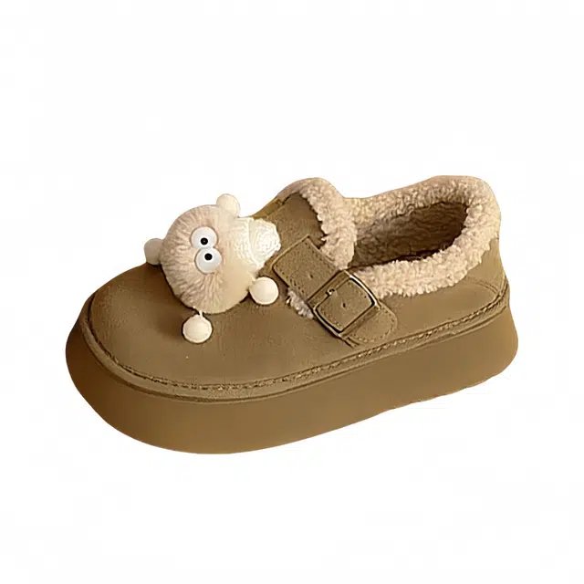 拾伍象 可爱卡通小煤球一脚蹬勃肯鞋 雪地靴 女