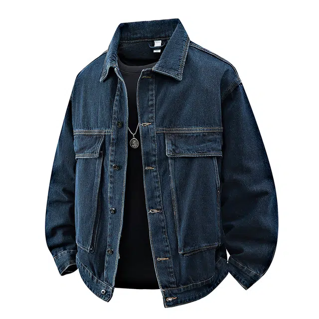 赛瀚 加绒加厚秋冬季翻领大口袋纽扣设计防寒保暖休闲潮牌高街时尚亲肤宽松百搭青少年日常外穿复古男款上衣牛仔外套 男女同款