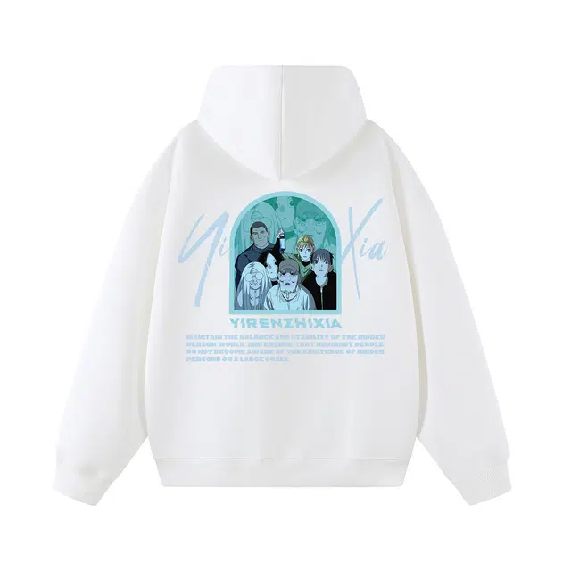 一人之下 官方人物角色图案英文字母印花设计时尚潮流百搭休闲宽松舒适春秋款长袖连帽落肩卫衣 男女同款
