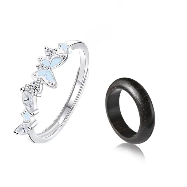 【发光|招财福蝶】 静范 星河极光蝴蝶闪钻对戒 轻奢高级感小众设计开口可调节 生日表白纪念日告白#好运 檀木 戒指 男女同款情侣款