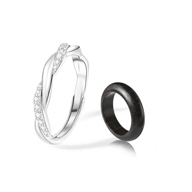 静范 情意绵绵莫比乌斯对戒 精致简约时尚优雅大方气质温柔  个性休闲通勤唯美高颜值开口可调节告白#好运 檀木 戒指 男女同款情侣款