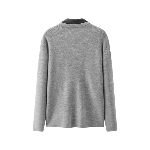 森马 假两件衬衫领毛衫 男款