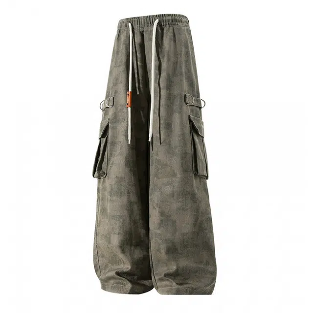 颂希尔 美式复古潮牌重工高端迷彩早秋氛围感中性工装裤春秋耐磨耐穿阔腿裤穿搭裤子休闲裤 男女同款