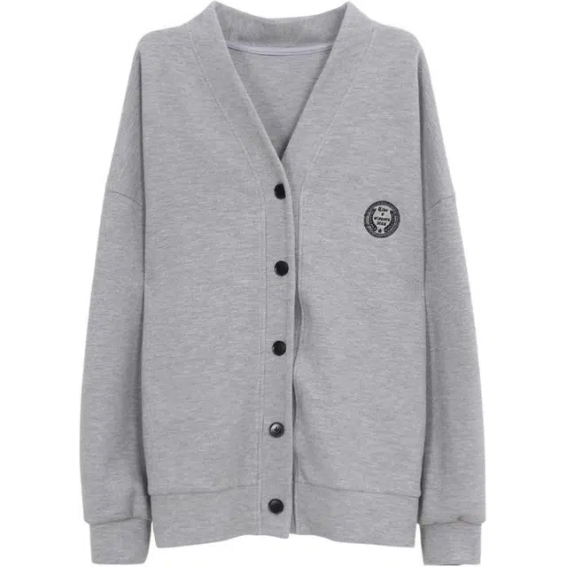 小卷要加油 花灰色国风卫衣女爆款秋季复古小众设计感开衫外套 女款