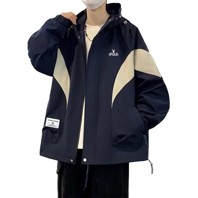 洋气先生 洋气美式复古潮牌痞帅连帽拉链无性别主义休闲舒适保暖防风日常通勤户外徒步旅行简约时尚百搭长袖夹克外套 男女同款
