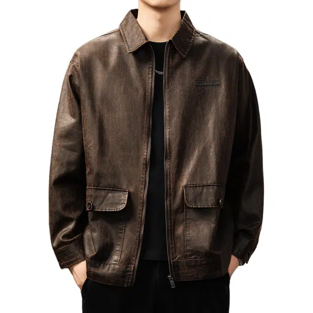 贵色 美式潮流时尚潮牌高街痞帅机车风穿搭休闲工装夹克上衣皮衣 男女同款