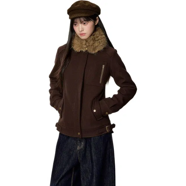 小卷要加油 复古英伦棕色冬高级感小众保暖加厚收腰显瘦呢子大衣毛呢外套 女款