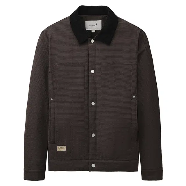 与狼共舞 拼接翻领绗缝夹棉防风保暖时尚复古格纹肌理夹克外套 男款