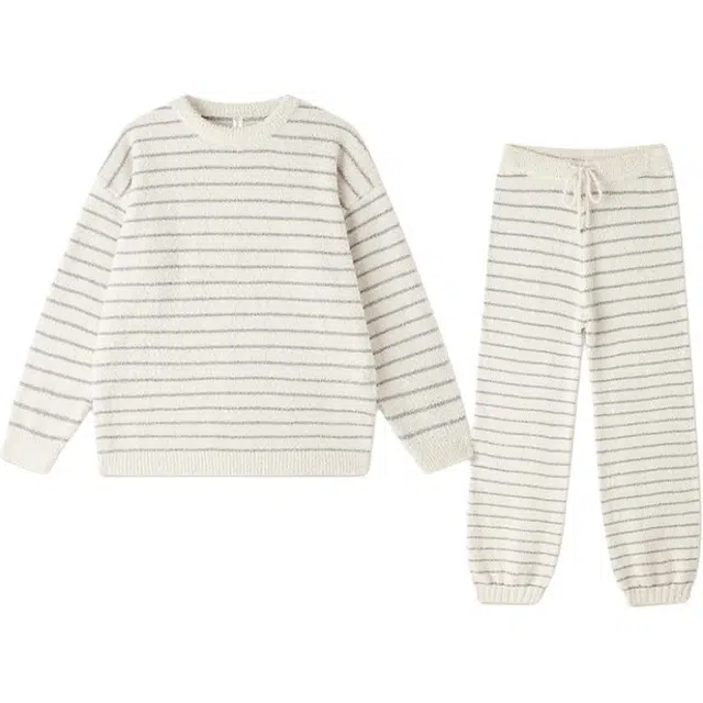 秀黛 半边绒冬天女冬季家居服绒加绒加厚冬款秋冬套头睡衣套装 女款