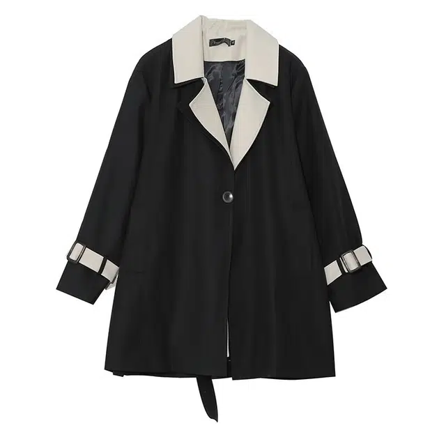 惟友 大码穿搭通勤撞色简约舒适长袖风衣 女款